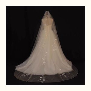 Cathedral Floral Wedding Veil with Comb